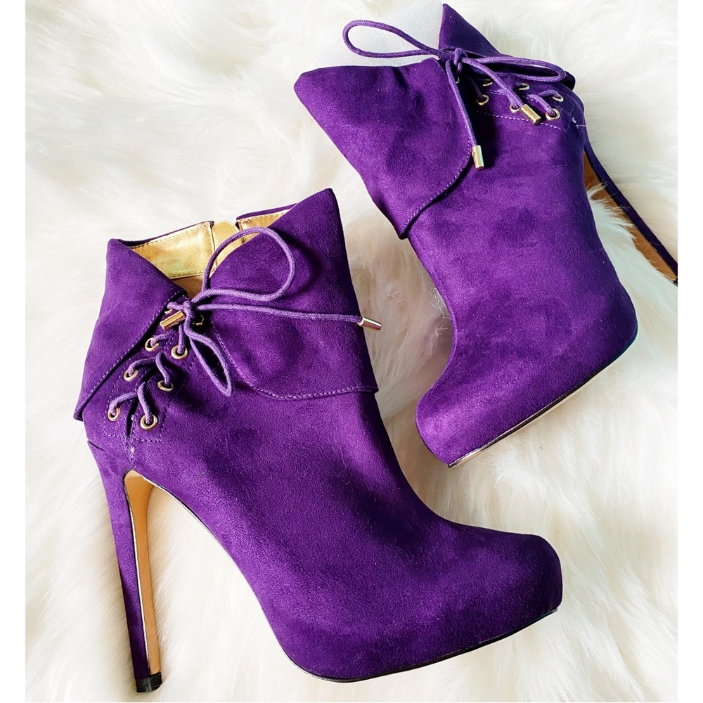 THALIA SODI Ohlivia Purple Grape Soda Ultra Suede Faux Stiletto Booties Size 8